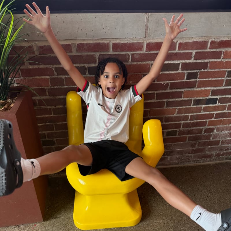 An enthusiastic pre-teen boy